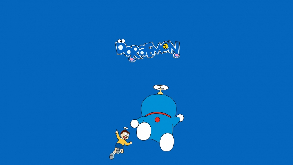 点击大图看下一张：一组蓝色背景可爱的哆啦A梦