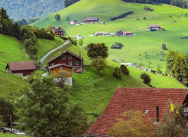 瑞士小镇唯美风景图片电脑壁纸