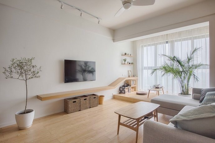 点击大图看下一张：88平米日式原木家装，把家装出高级感