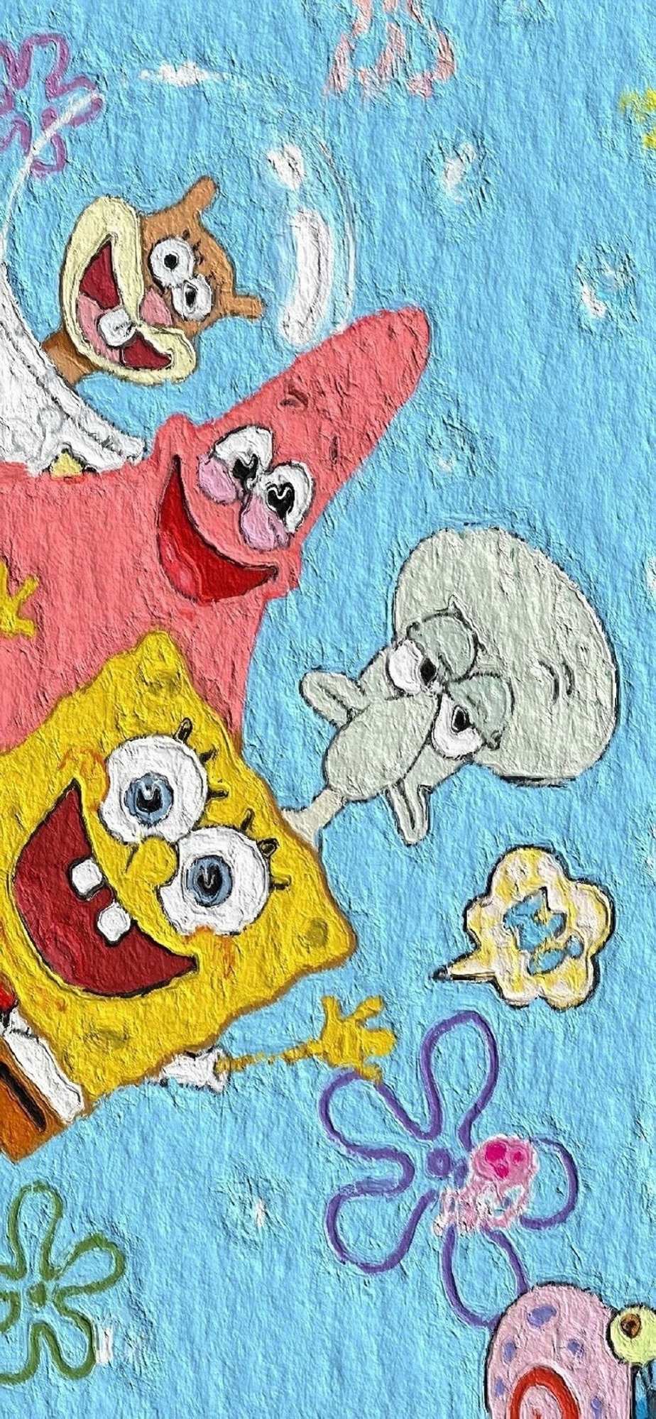 点击大图看下一张：海绵宝宝卡通涂鸦高清手机壁纸