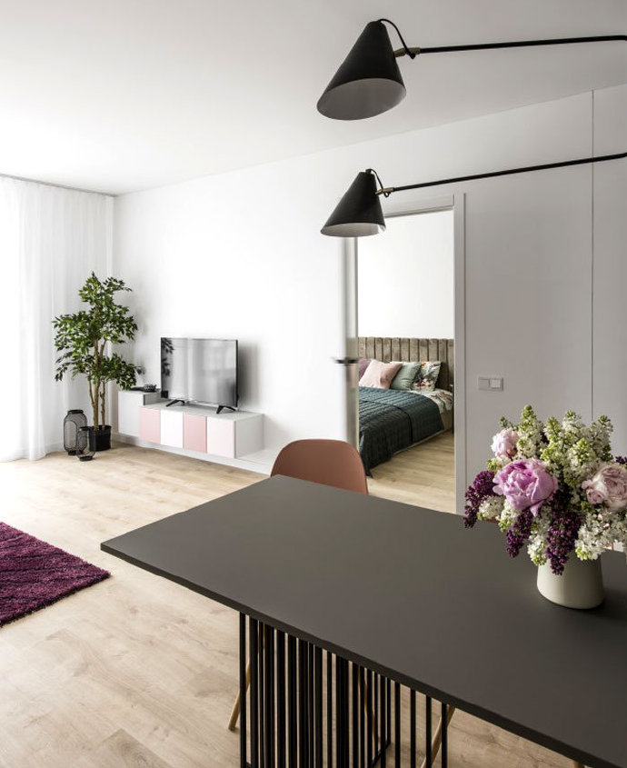 点击大图看下一张：极简风格的小公寓设计