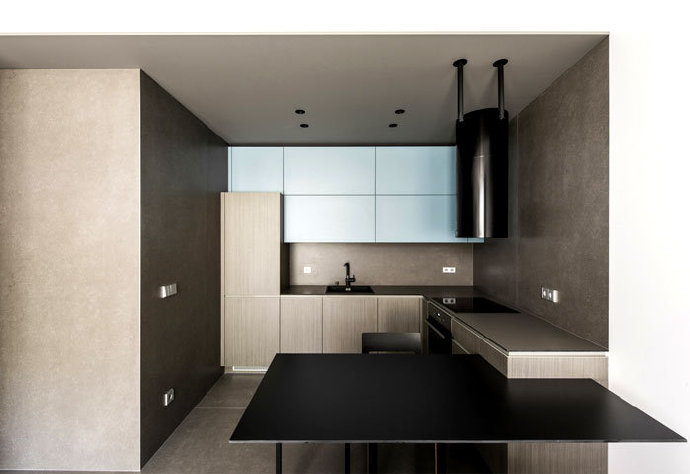 点击大图看下一张：现代风格40平米单身小公寓设计