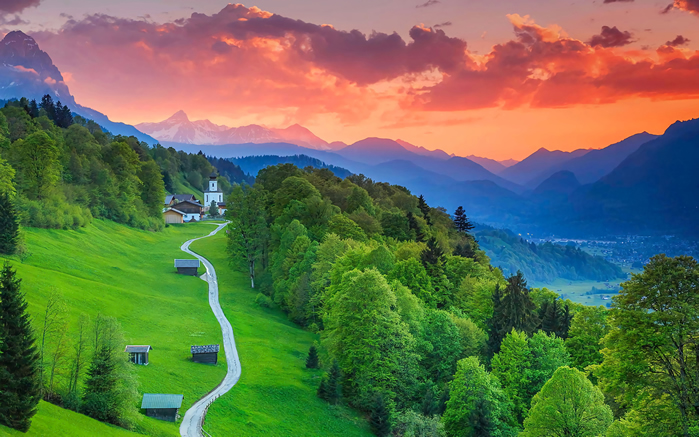 点击大图看下一张：德国巴伐利亚唯美风景桌面壁纸