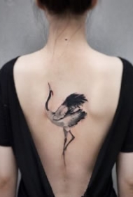 仙鹤刺青 中国风传统水墨仙鹤的纹身图片