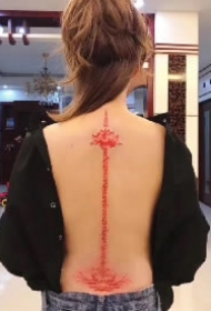 适合小臂和脊柱的一条线的泰国刺符纹身