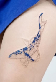 小可爱的一组鲸鱼纹身图片作品