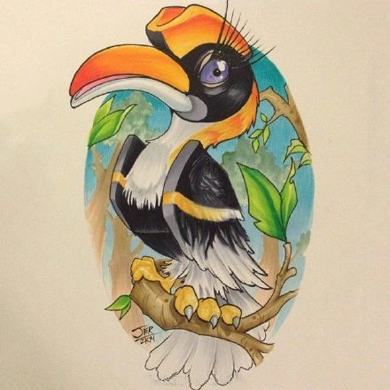 点击大图看下一张：挺活泼可爱的一组school彩色小鸟纹身图片