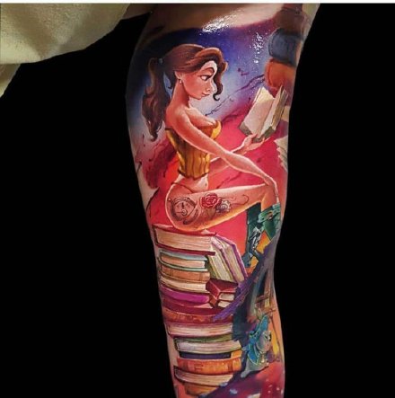 点击大图看下一张：迪士尼童话梦幻炫彩写实纹身作品 圆你一个童话梦