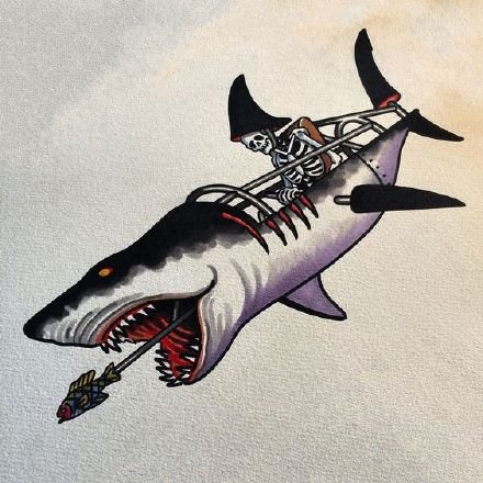 点击大图看下一张：凶猛吓人的的一组school小白鲨纹身