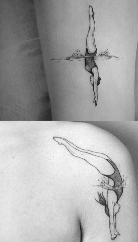 点击大图看下一张：适合跳水运动员的几款跳水主题纹身作品