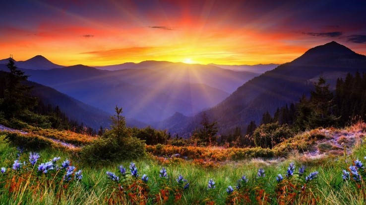 点击大图看下一张：绚丽阳光下最美山水风景图片