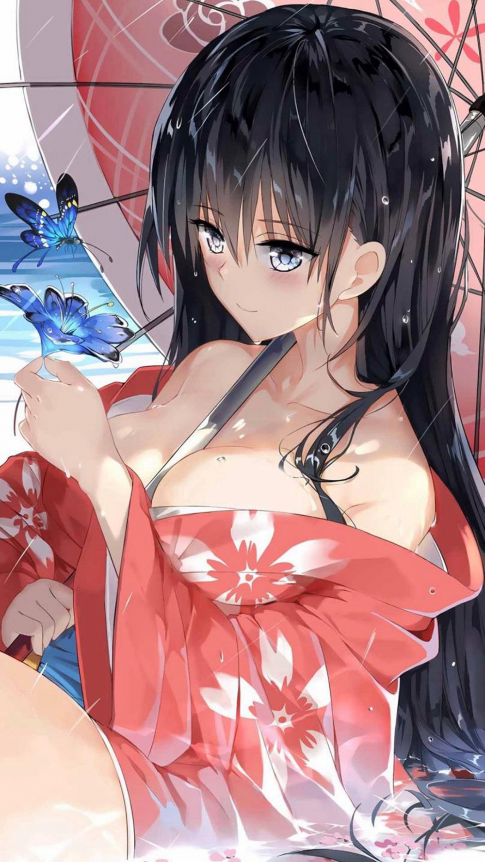 点击大图看下一张：动漫美女甜美治愈插画手机壁纸