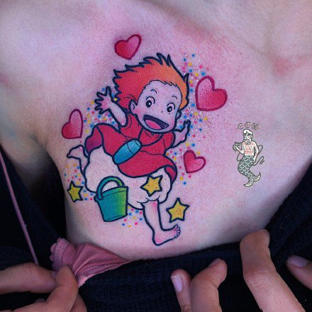 点击大图看下一张：一组可爱的彩色花臂纹身图案