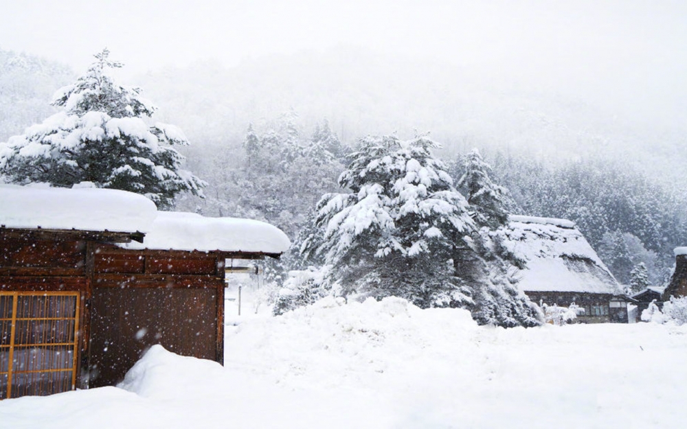 点击大图看下一张：日本雪景唯美自然风光桌面壁纸