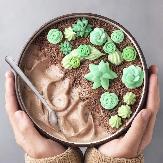 点击大图看下一张：甜点师制作的可爱甜品，真的让人不忍心下嘴