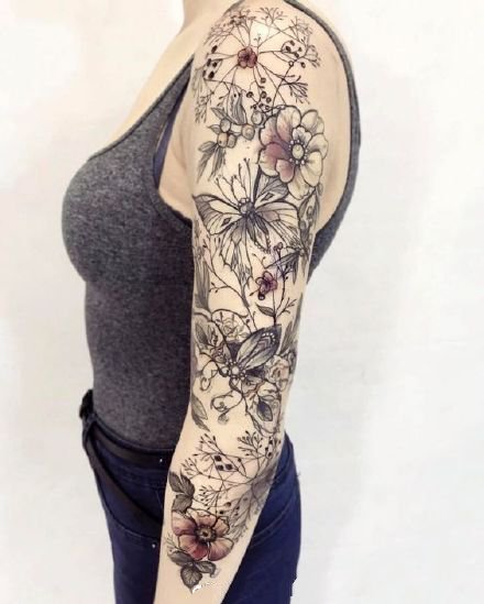 点击大图看下一张：一组美丽的花臂女孩纹身
