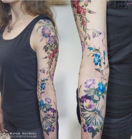 点击大图看下一张：一组美丽的花臂女孩纹身