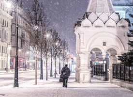 大雪纷飞的莫斯科之夜