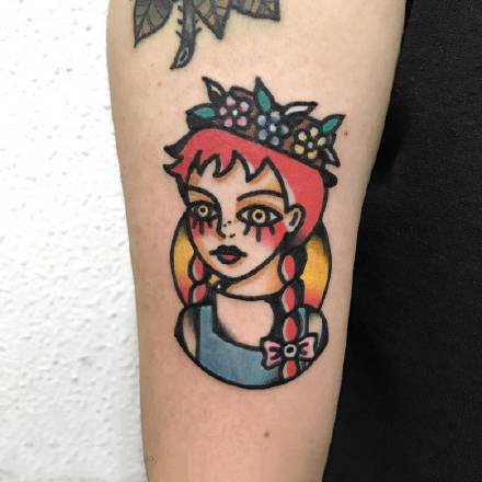 点击大图看下一张：一组可爱的卡通女生彩色手臂纹身