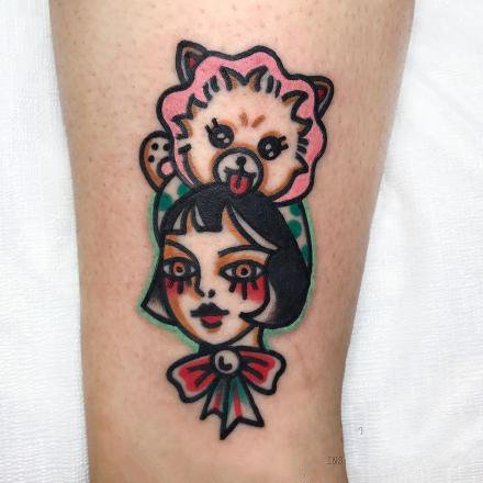 点击大图看下一张：一组可爱的卡通女生彩色手臂纹身