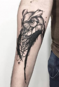 一组黑灰动物手臂纹身图案