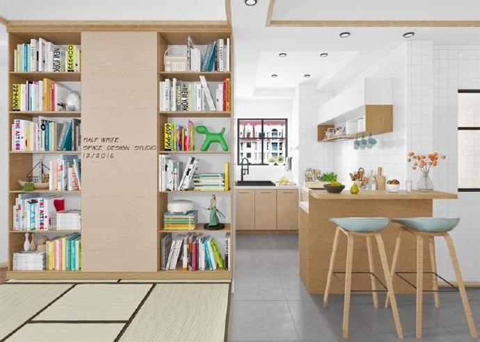 点击大图看下一张:榻榻米为重心, 82.5㎡日式一人一猫生活