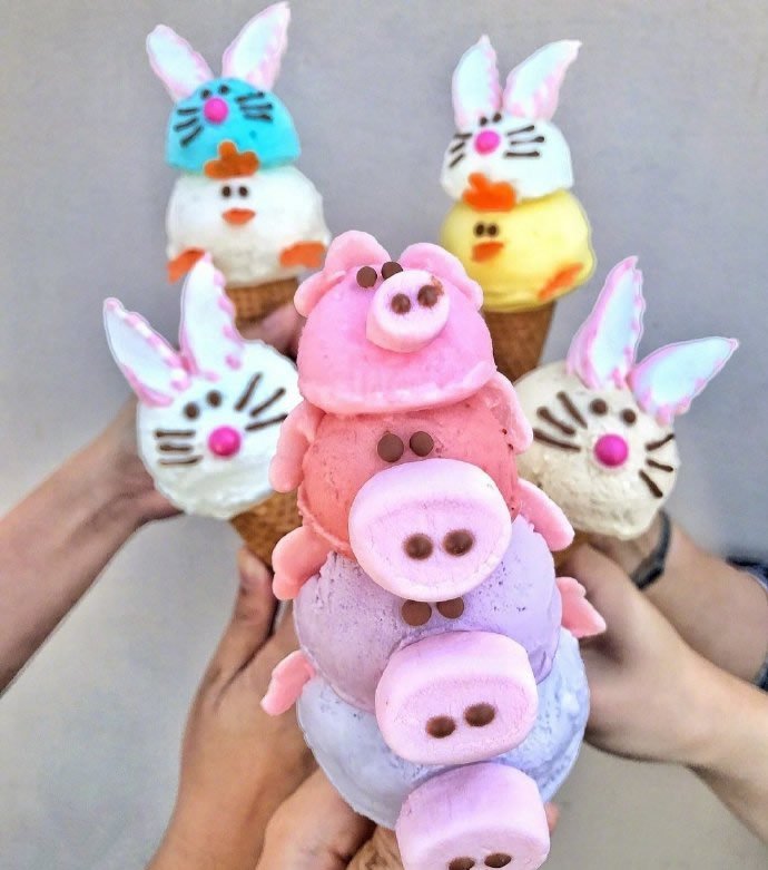 点击大图看下一张：卡通兔头冰淇淋甜品超级可爱