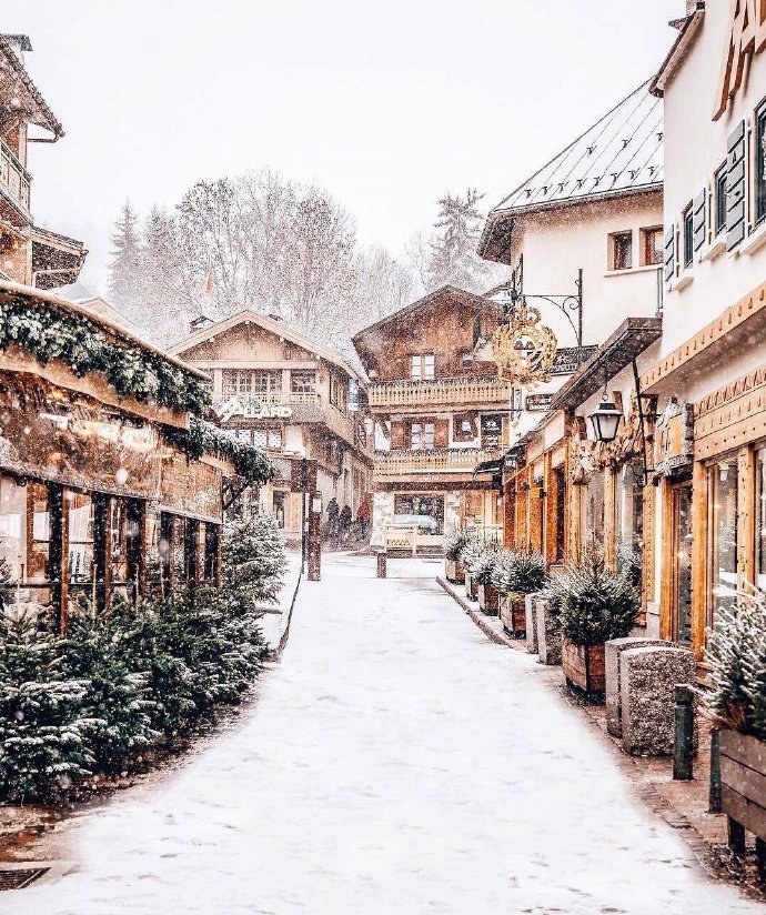 点击大图看下一张：大雪覆盖的法国小镇