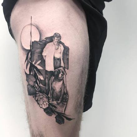 点击大图看下一张：一组黑灰霸气的男士纹身图案