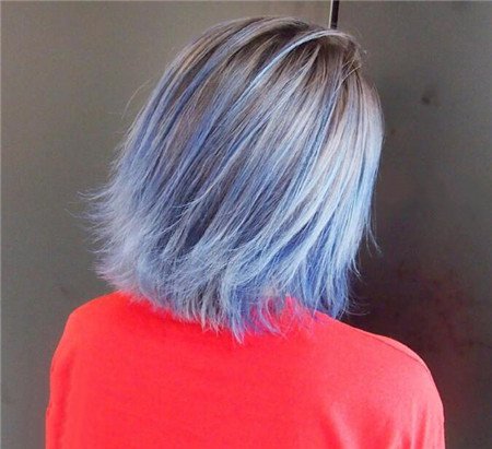 点击大图看下一张：一组酷酷的女生蓝色系短发图片