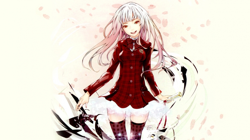 点击大图看下一张：暗黑系酷感动漫少女桌面壁纸