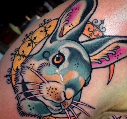 点击大图看下一张：一组超可爱的小兔子纹身图案