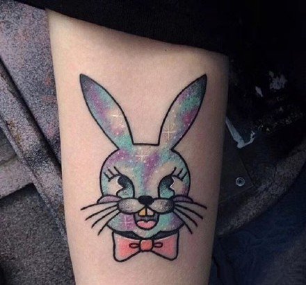 点击大图看下一张：一组超可爱的小兔子纹身图案