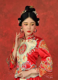 一组传统中国风的新娘发型图片