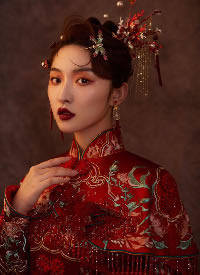 浪漫古典的中式新娘发型图片