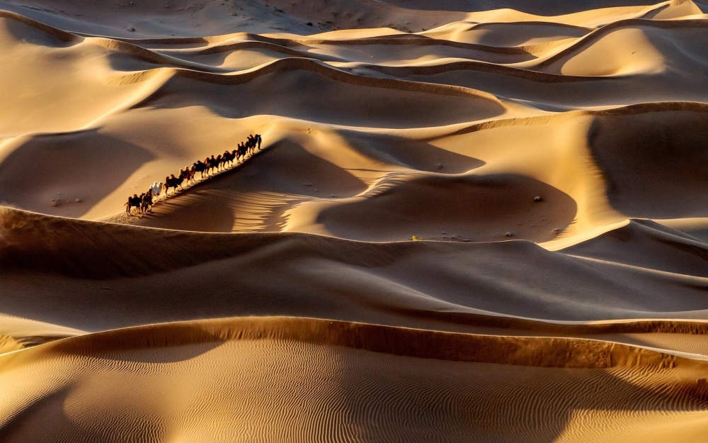 点击大图看下一张：黄沙大漠唯美高清桌面壁纸