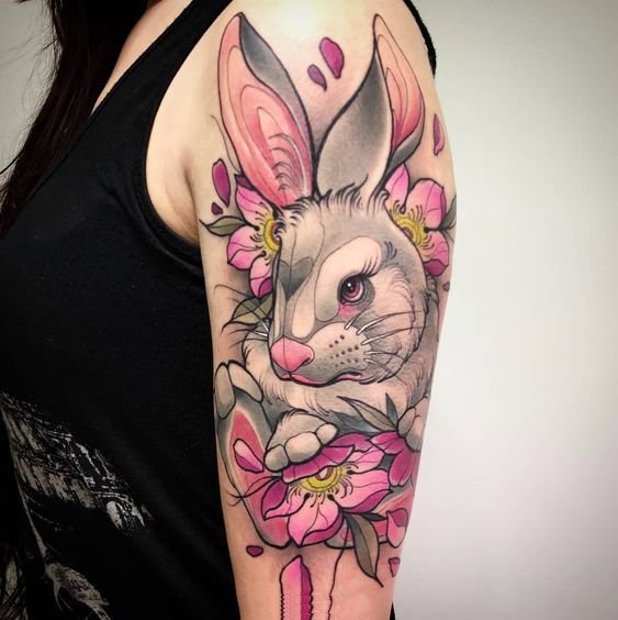 点击大图看下一张：一组可爱的兔兔纹身图片