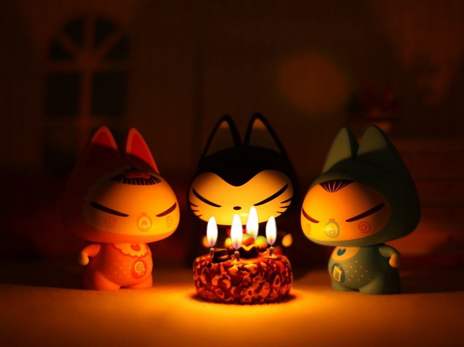 点击大图看下一张：可爱卡通拽猫生日快乐图片