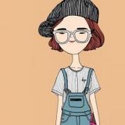 戴帽子的卡通女生简约手绘qq头像图片