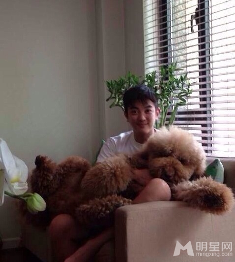 点击大图看下一张：霍思燕杜江晒与爱犬合影 庆祝爱犬三周岁(2)