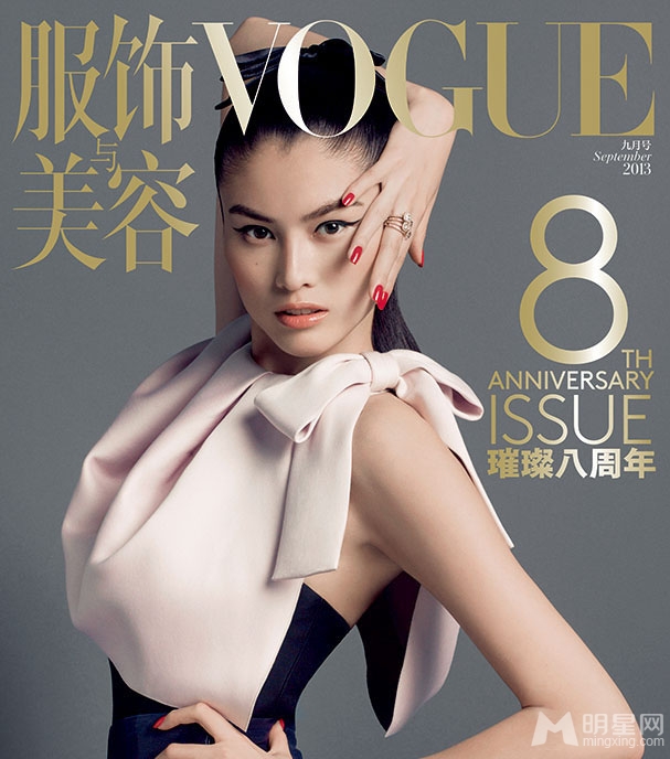 点击大图看下一张：Vogue八周年 中外超模8个完美封面大片(3)