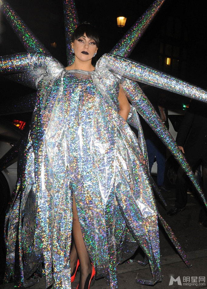 点击大图看下一张：Lady Gaga雷人造型出街 奇葩装扮夺眼球(3)