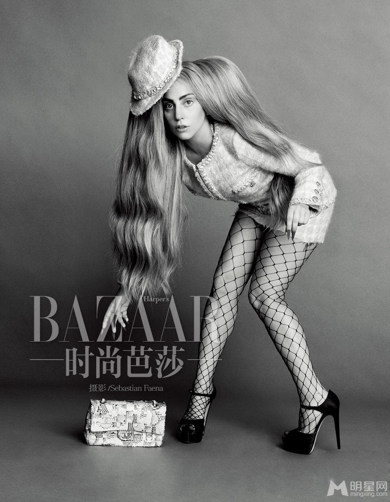 点击大图看下一张：Lady Gaga登杂志封面 性感网袜大秀美腿(5)