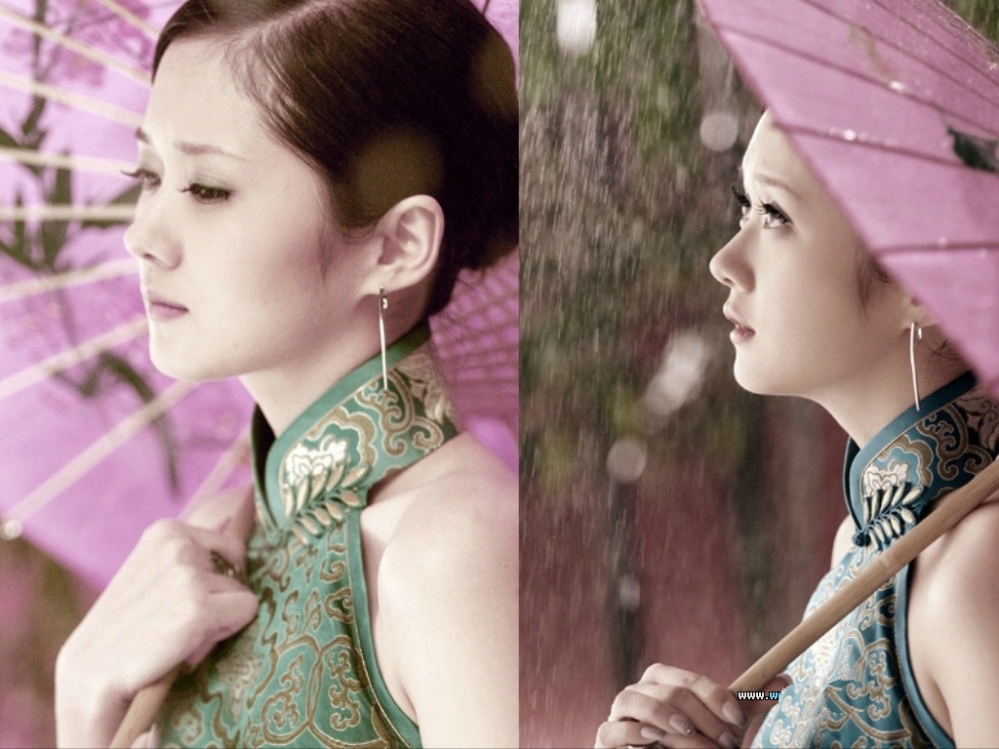 点击大图看下一张：张娜拉花伞旗袍复古精美写真(2)