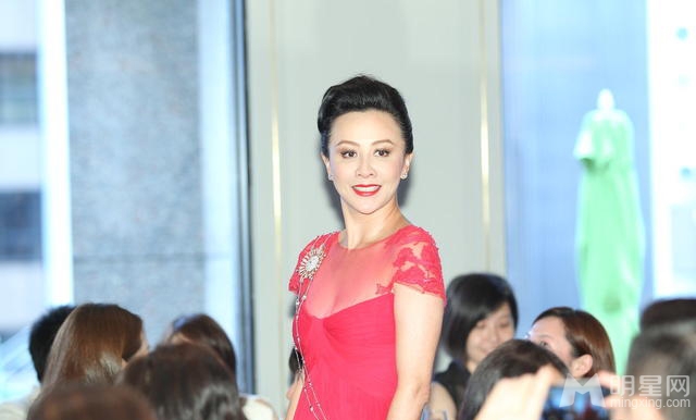 点击大图看下一张：刘嘉玲低胸红裙出镜 透视现酥胸(2)