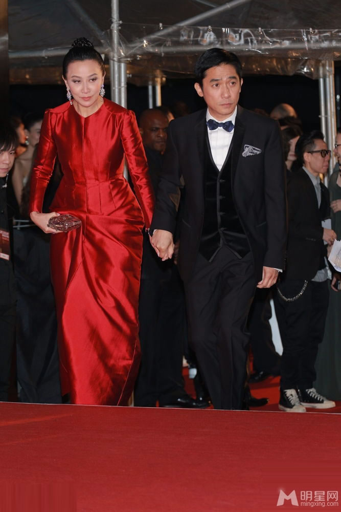 点击大图看下一张：第32届香港电影金像奖 梁朝伟刘嘉玲牵手亮相红毯(0)