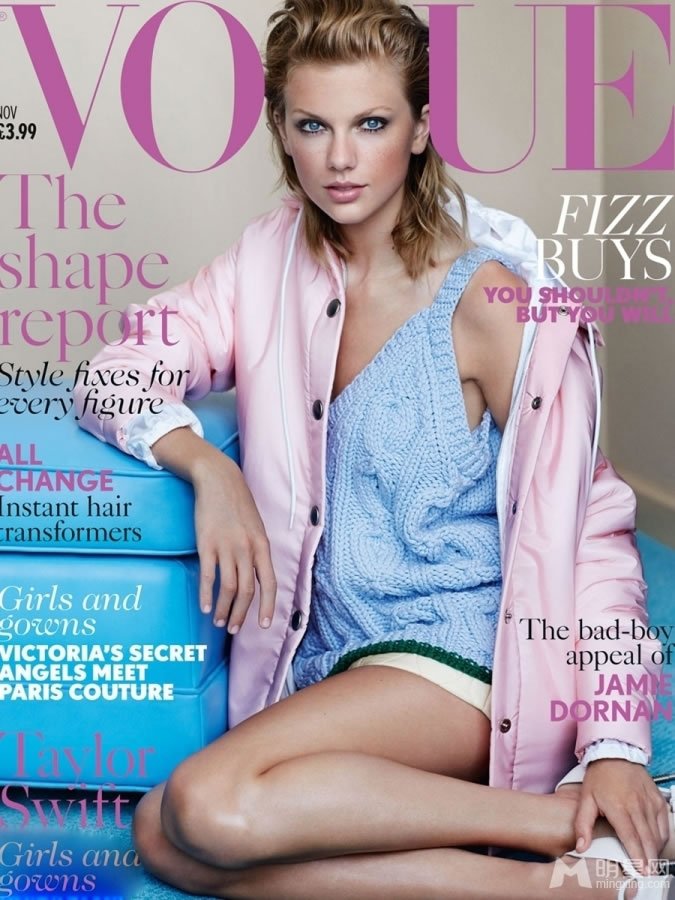 点击大图看下一张：泰勒·斯威夫特罕见短发造型登Vogue封面(0)