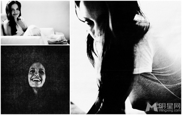 点击大图看下一张：安吉丽娜·朱莉W杂志黑白写真大片(2)