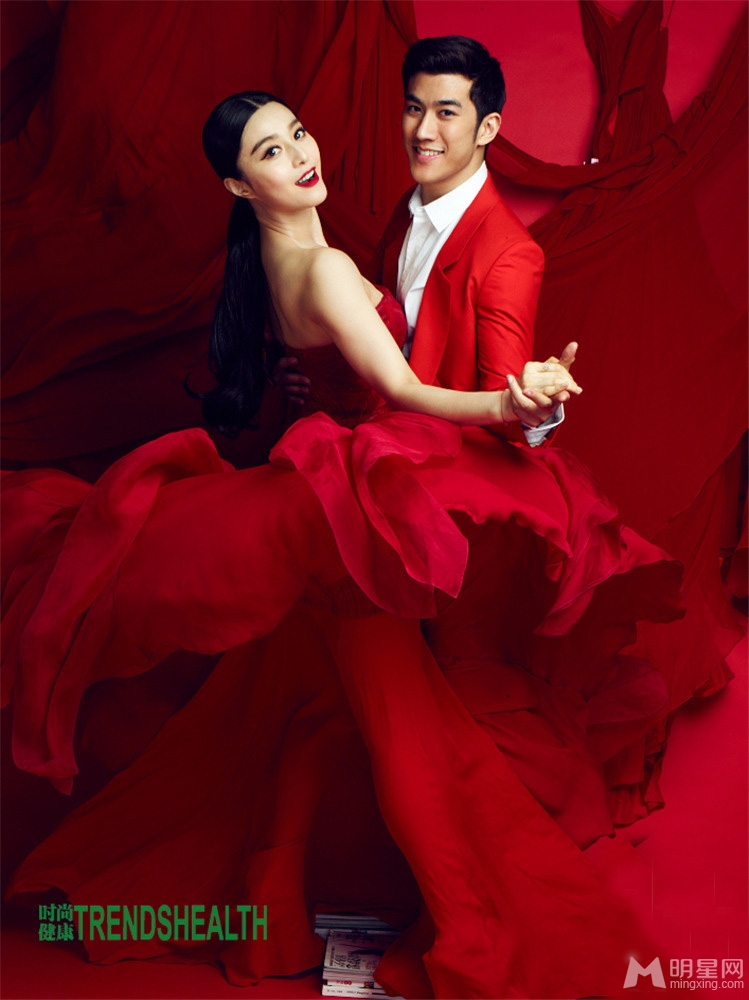 点击大图看下一张：范冰冰李治廷时尚大片 红衣红裙共舞华尔兹(4)