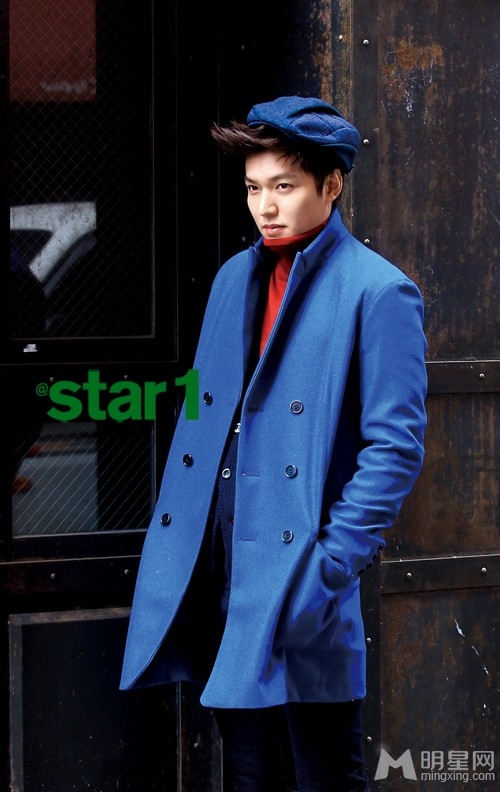 点击大图看下一张：李敏镐star1杂志 亮蓝色街头时尚画报(2)
